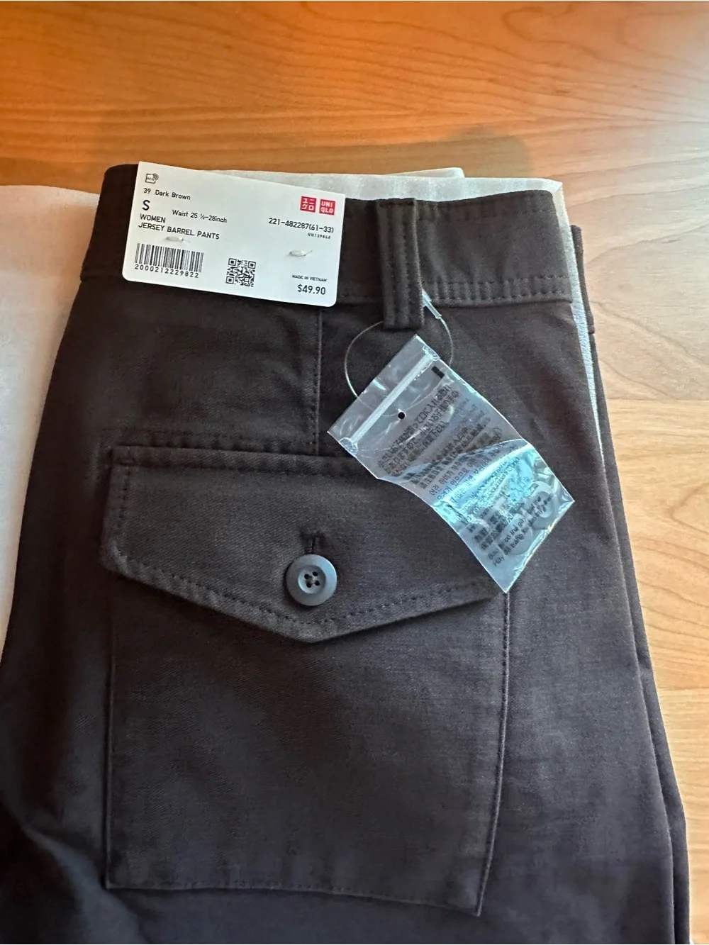Uniqlo Dark Brown Women's Jersey Barrel Pants NEW with original tags - Picture 3 of 6